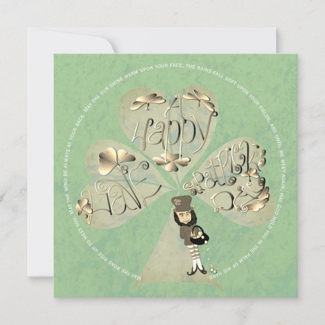 Cartão De Agradecimento Rua, Leprechaun do Dia de Patrick (Frente)