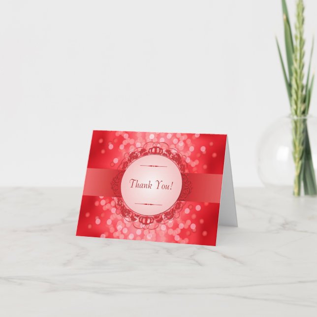 Cartão De Agradecimento Rubis Vermelho 40º Aniversário Obrigado (Frente)