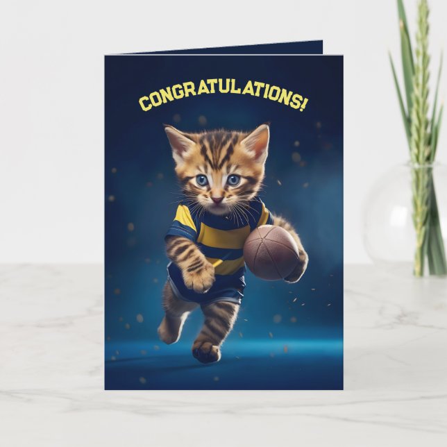 Cartão De Agradecimento Rugby Kitten (Frente)