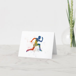 Cartão De Agradecimento Runner do atleta Watercolor
