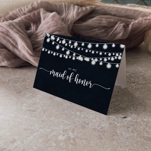 Cartão De Agradecimento Russ String Lights Bridal Party Obrigado (Criador carregado)