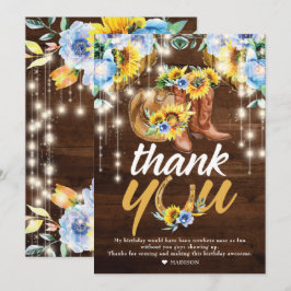 Cartão De Agradecimento Russo Cowgirl Boots Floral String Lights
