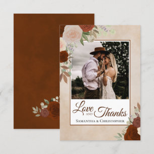 Cartão De Agradecimento Rust Orange & Peach Floral Love & Obrigados