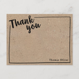 Cartão De Agradecimento Rustci Personalizado Obrigado Nota, Script Preto