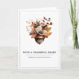 Cartão De Agradecimento Rustic Acorn Floral White Thank You Card