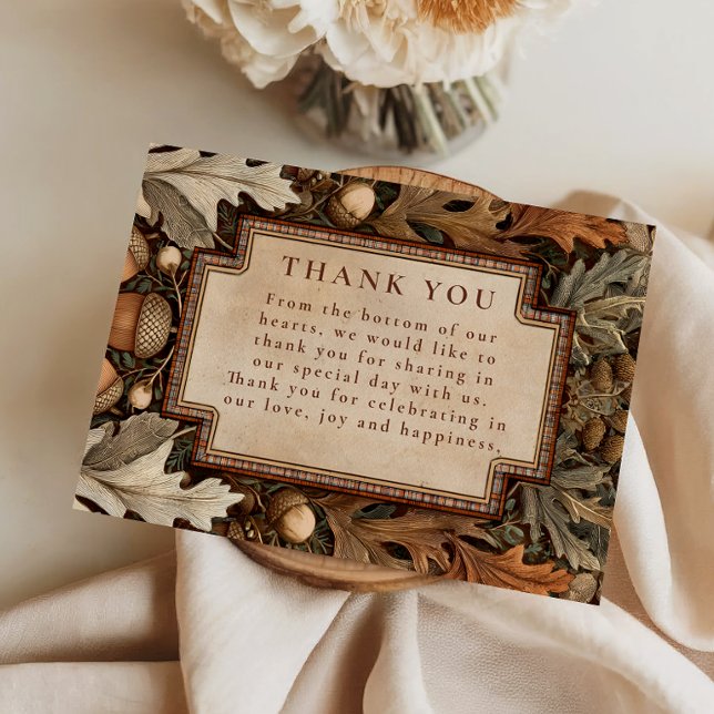 Cartão De Agradecimento Rustic Acorn Woodland Wedding (Criador carregado)