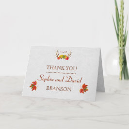 Cartão De Agradecimento Rustic Antlers Caiu Sai Boho Casado Obrigado