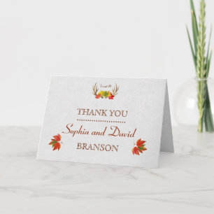Cartão De Agradecimento Rustic Antlers Caiu Sai Boho Casado Obrigado