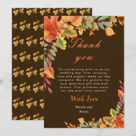 Cartão De Agradecimento Rustic Autumn Fall Leaves Wedding