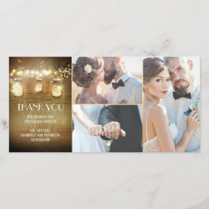 Cartão De Agradecimento Rustic Barn Lights Mason Jar Weding Obrigado