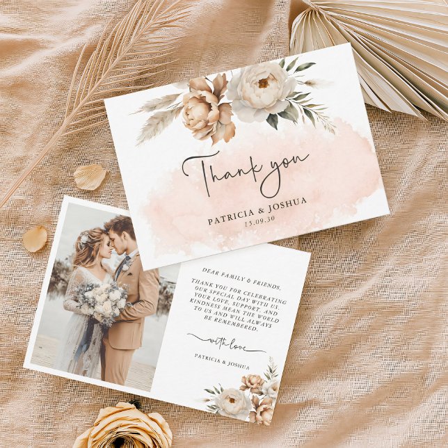 Cartão De Agradecimento Rustic Boho Wedding Thank You Card (Criador carregado)