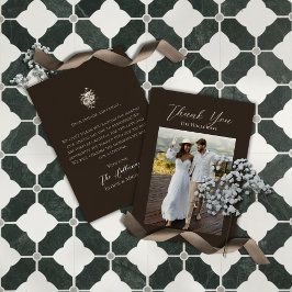 Cartão De Agradecimento Rustic Brown Botanical Wedding Thank You Card