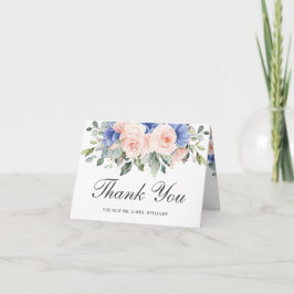 Cartão De Agradecimento Rustic Chic Blush Blue Floral Rosas Casamento Brid