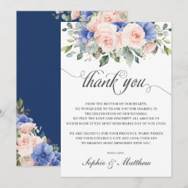 Cartão De Agradecimento Rustic Chic Blush Blue Floral Rosas Casamento Brid