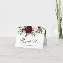 Cartão De Agradecimento Rustic Chic Burgundy Blush Floral Casamento Bridal