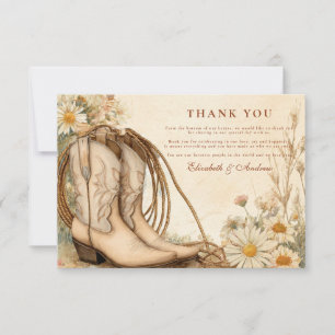 Cartão De Agradecimento Rustic Cowgirl Boots Wildflower Weding