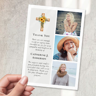 Cartão De Agradecimento Rustic Cross Sunflower 3 Foto Simpatia Funeral