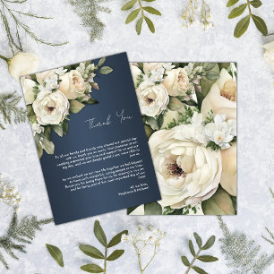 Cartão De Agradecimento Rustic Dusty Blue e Boho Rosa Casamento Obrigado