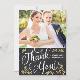 Cartão De Agradecimento Rustic Elegant Lettering Photo Casamento Obrigado