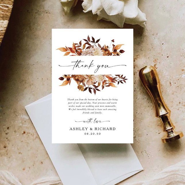 Cartão De Agradecimento Rustic Fall Deixa Casamento (Criador carregado)