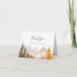 Cartão De Agradecimento Rustic Fall Mountain Pine Forest Wedding