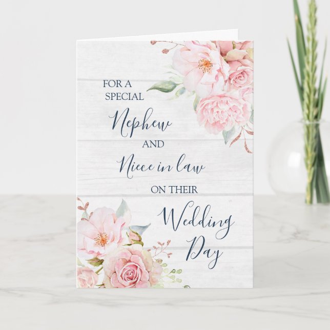 Cartão De Agradecimento Rustic Floral Wedding Nephew Niece in Law Card (Frente)