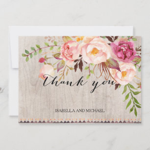 Cartão De Agradecimento Rustic Floral Wedding Obrigado/Duplo Lado