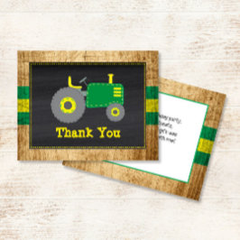 Cartão De Agradecimento Rustic Green & Yellow Trator Aniversário Obrigado