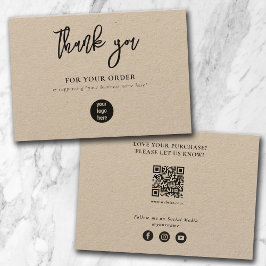 Cartão De Agradecimento Rustic Kraft Business Obrigado Logotipo Mídia Soci