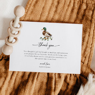 Cartão De Agradecimento Rustic Mallard Duck Pequeno Chá de fraldas