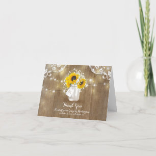 Cartão De Agradecimento Rustic Mason Jar Baby's Breath Sunflower Obrigado