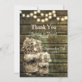 Cartão De Agradecimento Rustic Mason Jar Wedding Obrigado