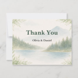 Cartão De Agradecimento Rustic Mountain Forest Watercolor Wedding Thanks