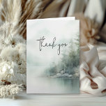 Cartão De Agradecimento Rustic Mountain Lake Wedding Thank You<br><div class="desc">Express your gratitude in style with this rustic mountain lake nature-inspired wedding folded thank you card. Make it the perfect follow-up to your wedding day with the same mountain lake theme, keeping your stationery theme consistent from first announcement to final note. You can personalize the sample message on the inside...</div>