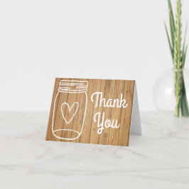 Cartão De Agradecimento Rustic Obrigado Mason Jar Brown Wood Casamento