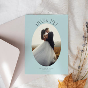 Cartão De Agradecimento Rustic Obrigado Oval Turquoise Foto De Casamento