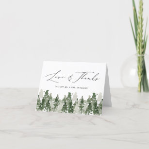Cartão De Agradecimento Rustic Pine Forest Love & Thanks Wedding