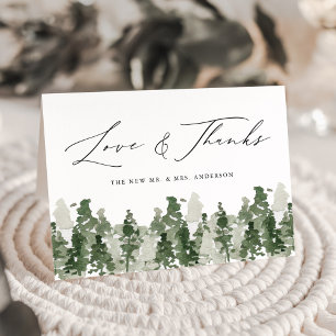 Cartão De Agradecimento Rustic Pine Forest Love & Thanks Wedding
