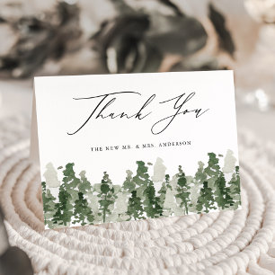 Cartão De Agradecimento Rustic Pine Forest Wedding Folded Thank You Card