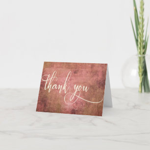 Cartão De Agradecimento Rustic Pink & Burlap Vintage 3 Obrigado