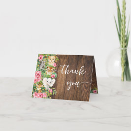 Cartão De Agradecimento Rustic Pink Safari Shower Thank You Folded Card