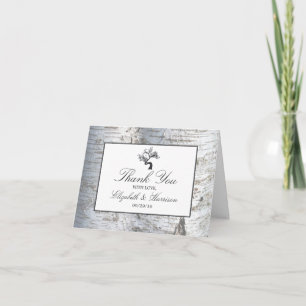 Cartão De Agradecimento Rustic Silver Birch Tree Wedding Thank You
