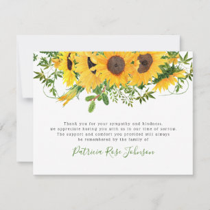 Cartão De Agradecimento Rustic Sunflower Funeral Memorial Obrigado