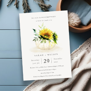 Cartão De Agradecimento Rustic Sunflower Pumpkin Floral Noivado Invite