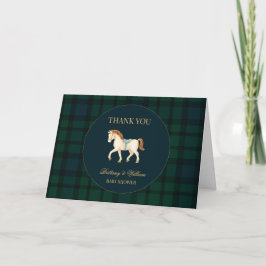 Cartão De Agradecimento Rustic Tartan Plaid Horse Baby Shower 