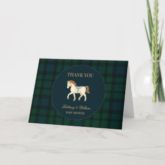 Cartão De Agradecimento Rustic Tartan Plaid Horse Baby Shower 