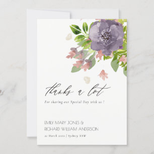 Cartão De Agradecimento RUSTIC VIOLET PINK WILL FLOWER & FOLIAGE Obrigado