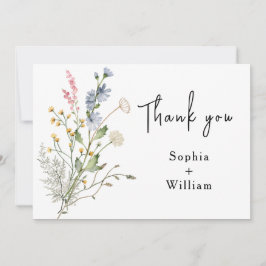 Cartão De Agradecimento Rustic Watercolor Tema de Flores Selvagem Moderna