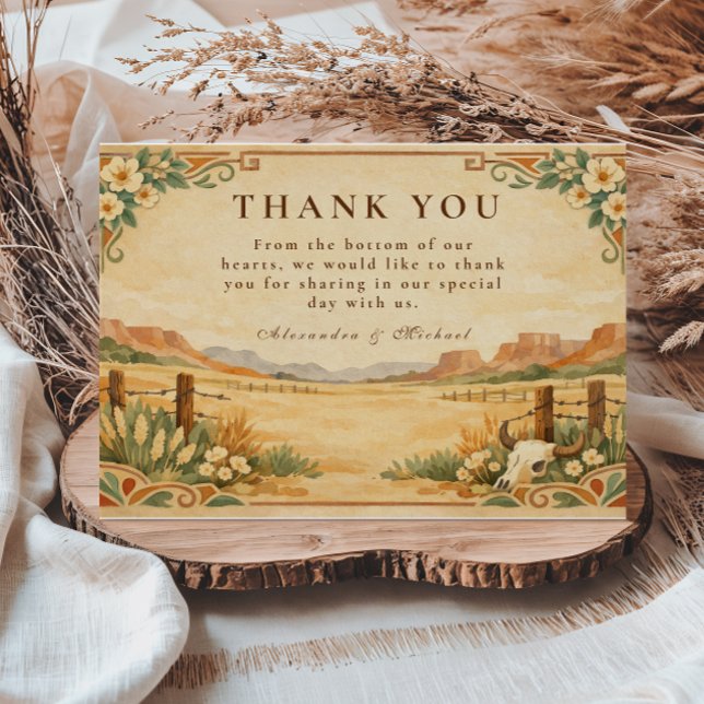 Cartão De Agradecimento Rustic Western Desert Wedding (Criador carregado)