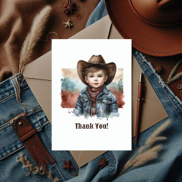 Cartão De Agradecimento Rustic Western Howdy, parceiro! Cowboy Birthday